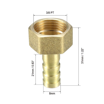 Harfington Uxcell Brass Barb Hose Fitting Connector Adapter 8mm Barbed x 3/8 PT Female Pipe