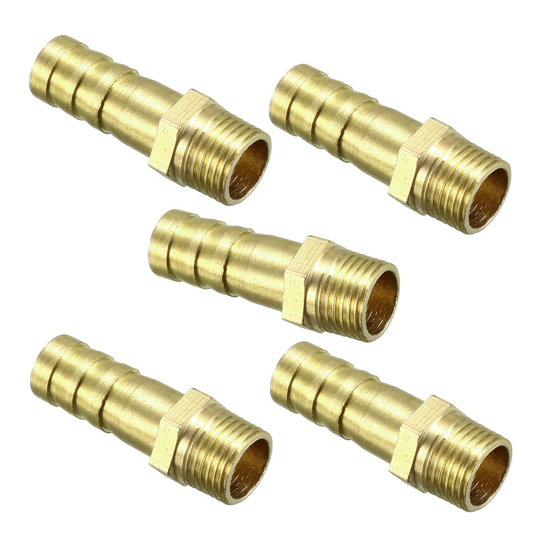 uxcell Uxcell Brass Barb Hose Fitting Connector Adapter 8mm Barbed x 1/8 PT Male Pipe 5pcs