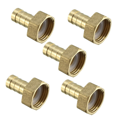 uxcell Uxcell Brass Barb Hose Fitting Connector Adapter 12mm Barbed x 1/2 PT Female Pipe 5pcs