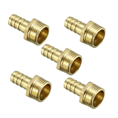 uxcell Uxcell Brass Barb Hose Fitting Connector Adapter 12mm Barbed x G1/2 Male Pipe 5pcs