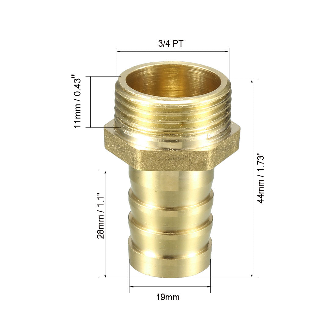 uxcell Uxcell Brass Barb Hose Fitting, Connector Adapter 19mm Barbed x G3/4 Male Pipe