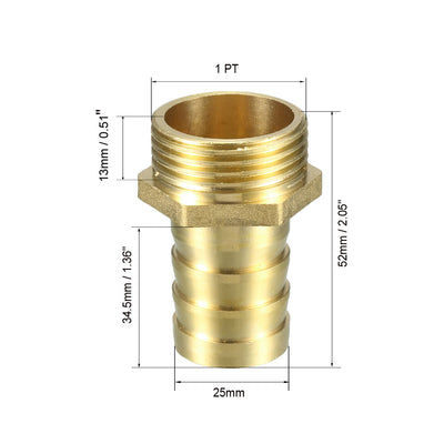 Harfington Uxcell Messing Schlauchanschlussstück Rohrverbinder Tülle x 1 PT Stecker Außenrohr 25mm de