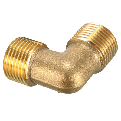 Harfington Uxcell Brass Elbow Pipe Fitting 90 Degree 3/8 PT Male x 3/8 PT Male Connector