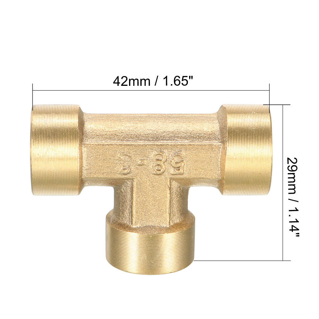 uxcell Uxcell Brass Tee Pipe Fitting 1/4 PT Female Thread T Shape Connector Coupler 2pcs