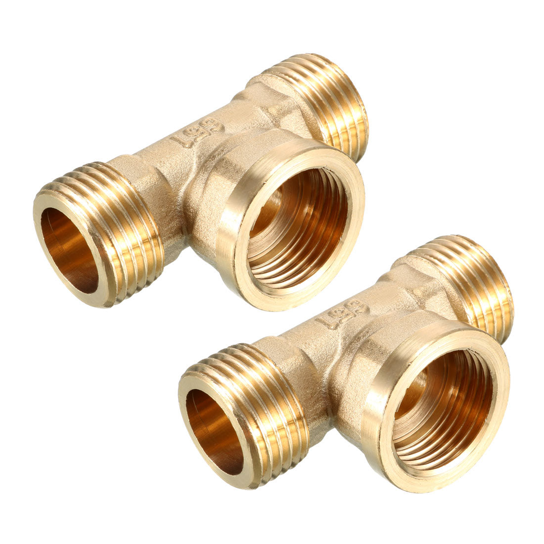 uxcell Uxcell Brass Tee Pipe Fittings 1/2BSP Male x 1/2BSP Male x 1/2PT Female Adapter 2pcs