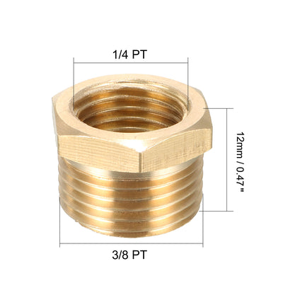 Harfington Uxcell Brass Threaded Pipe Fitting 3/8 PT Male x 1/4 PT Female Hex Bushing Adapter