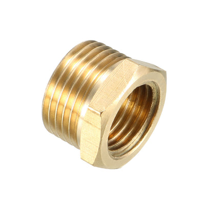 Harfington Uxcell Brass Threaded Pipe Fitting 3/8 PT Male x 1/4 PT Female Hex Bushing Adapter