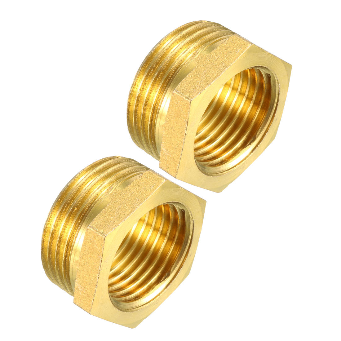 uxcell Uxcell Brass Threaded Pipe Fitting G3/4 Male x G1/2 Female Hex Bushing Adapter 2pcs