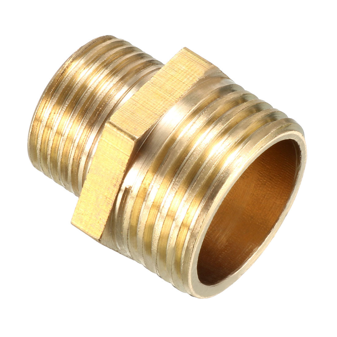 uxcell Uxcell Brass Pipe Fitting Reducing Hex Bushing 1/2 BSP Male x 3/8 PT Male Adapter