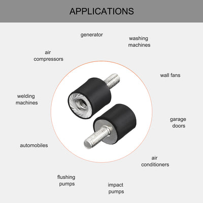 Harfington Uxcell 8Stk.M3*8 Stecker Buchse Gummihalterungen Schwingungsisolatoren Stoßdämpfer 8 mm x  8mm Schwarz