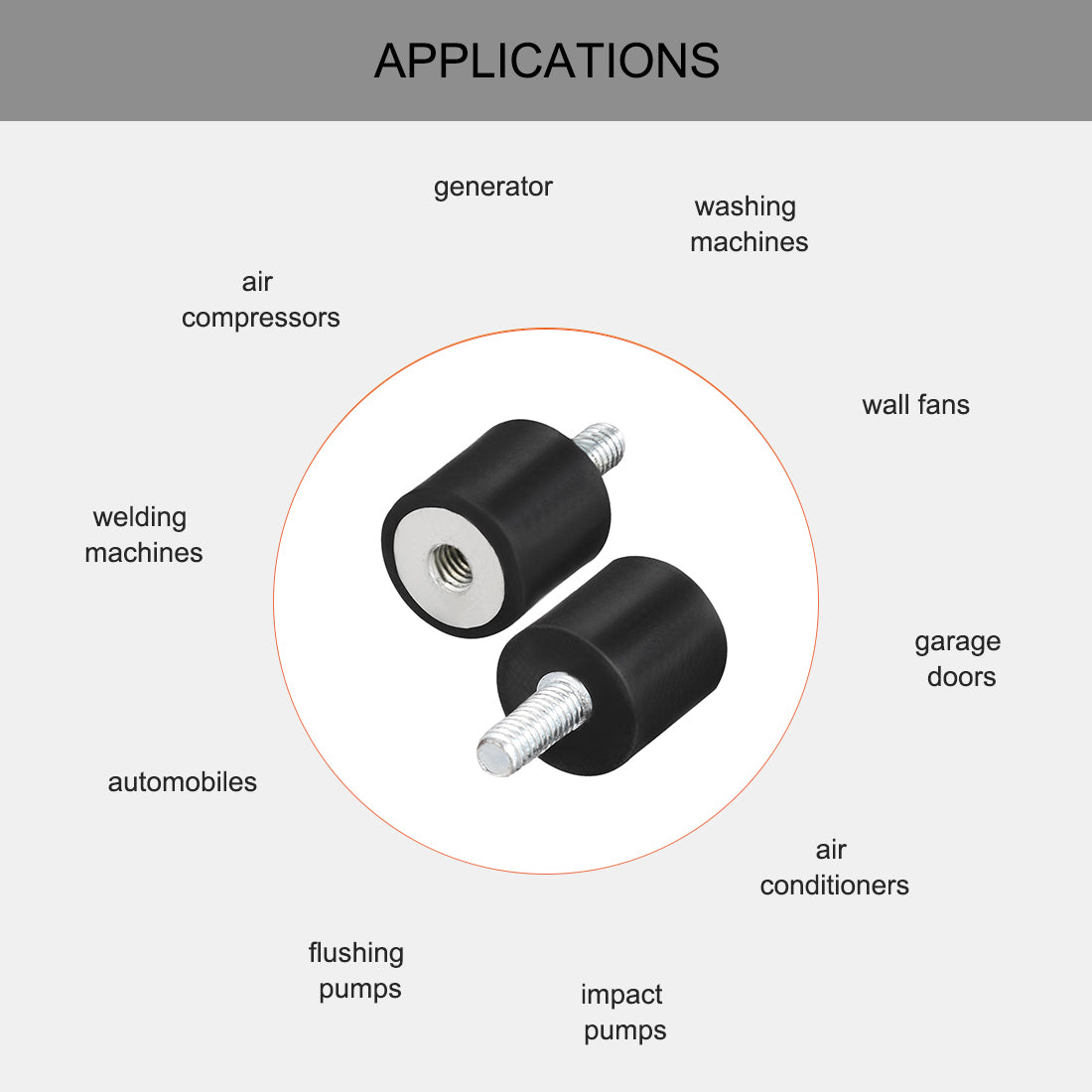 uxcell Uxcell 8Stk.M4 Stecker Buchse Gummihalterungen Schwingungsisolatoren Stoßdämpfer 13 mm x  13mm Schwarz