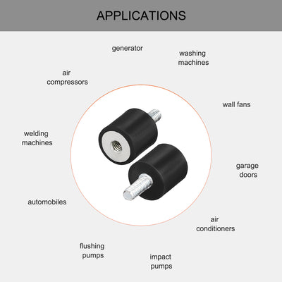 Harfington Uxcell 8Stk.M4 Stecker Buchse Gummihalterungen Schwingungsisolatoren Stoßdämpfer 13 mm x  13mm Schwarz