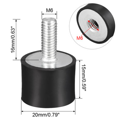 Harfington Uxcell Thread Male Female Rubber Mounts,Vibration Isolators 4pcs