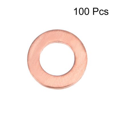 Harfington Uxcell 100Pcs 5mm x 9mm x 1mm Copper Flat Washer for Screw Bolt