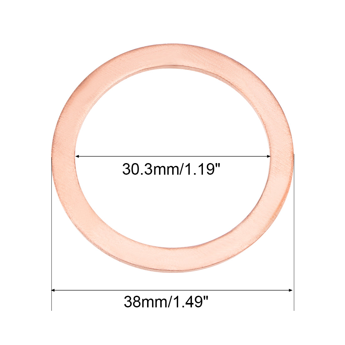 uxcell Uxcell 5Pcs 30.3mm x 38mm x 1.5mm Copper Flat Washer for Screw Bolt