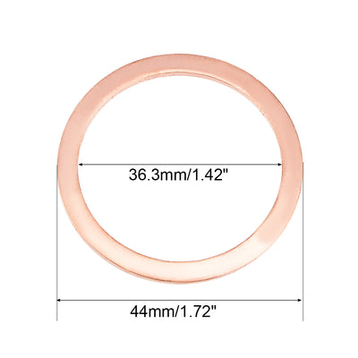 Harfington Uxcell 2Pcs 36.3mm x 44mm x 2mm Copper Flat Washer for Screw Bolt