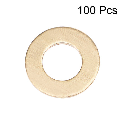 Harfington Uxcell 100Pcs 6.3mm x 12mm x 1mm Copper Flat Washer for Screw Bolt