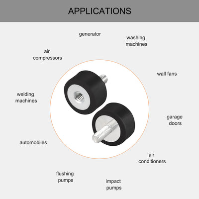 Harfington Uxcell Thread Male Female Rubber Mounts,Vibration Isolators 4pcs