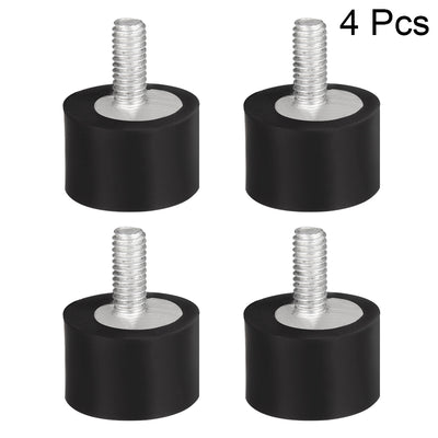 Harfington Uxcell M4 Male Female Rubber Mounts,Vibration Isolators,15mm x 10mm Black 4pcs