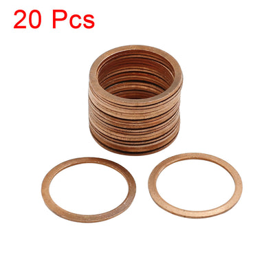 Harfington 20pcs 22mm Inner Dia Copper Washers Flat Sealing Gaskets Ring for Car