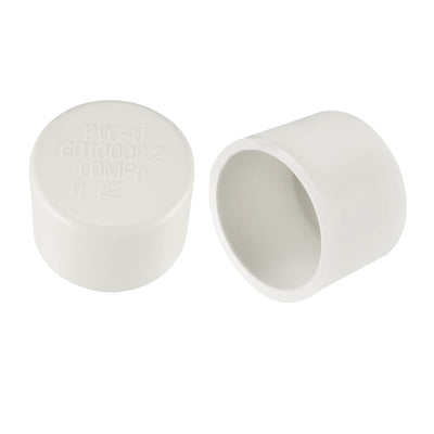 Harfington Uxcell 32mm PVC Pipe Cap Fitting, Slip Socket External End Caps 2 Pcs