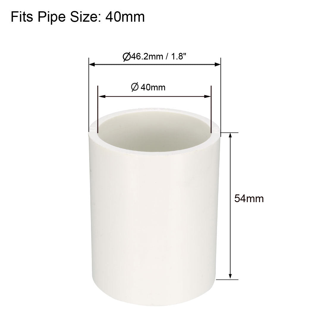 uxcell Uxcell 40mm Straight Metric PVC Pipe Fitting Coupling Adapter Connector 1 Pcs