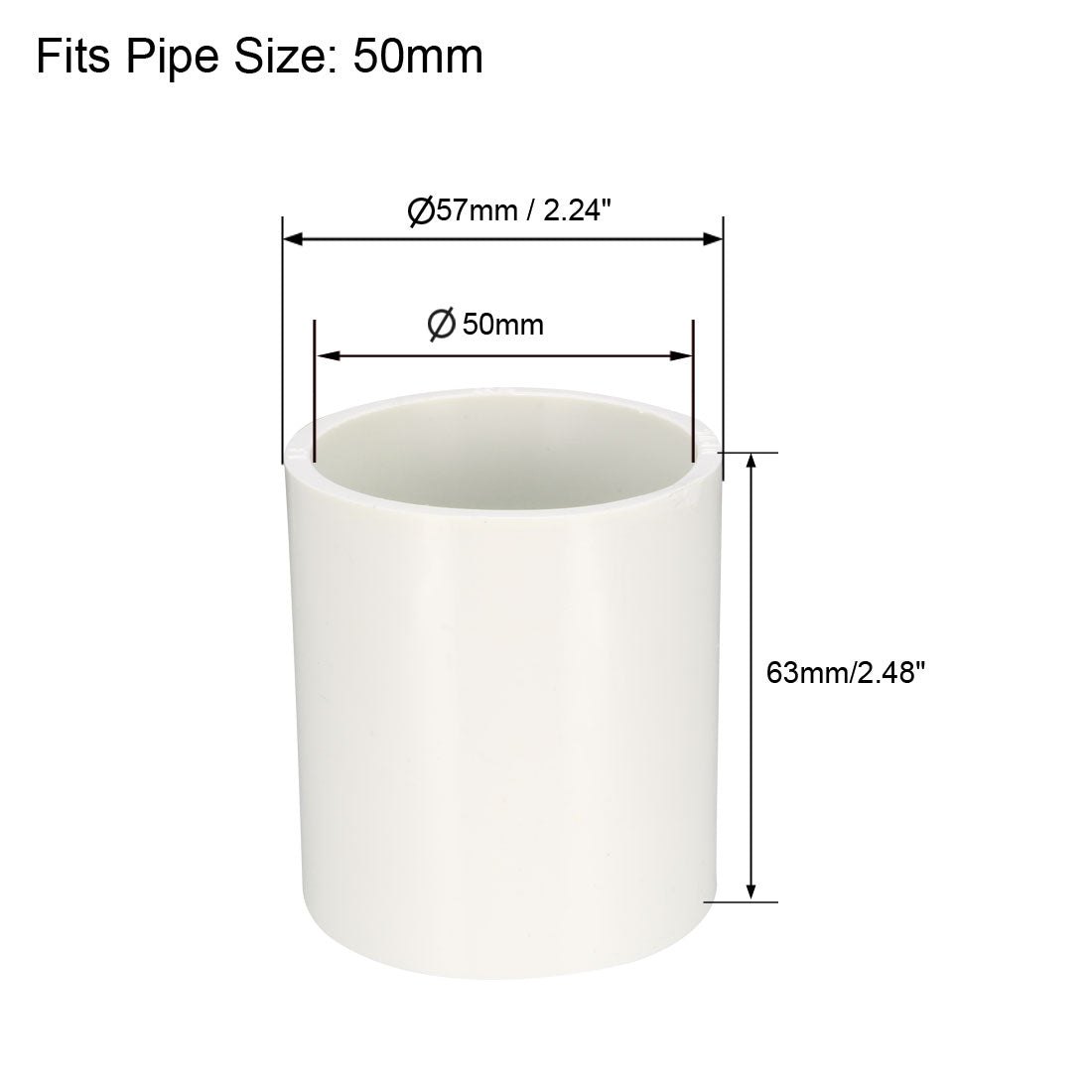 uxcell Uxcell 50mm Straight Metric PVC Pipe Fitting Coupling Adapter 1 Pcs