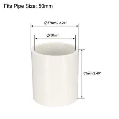 Harfington Uxcell 50mm Straight Metric PVC Pipe Fitting Coupling Adapter 1 Pcs