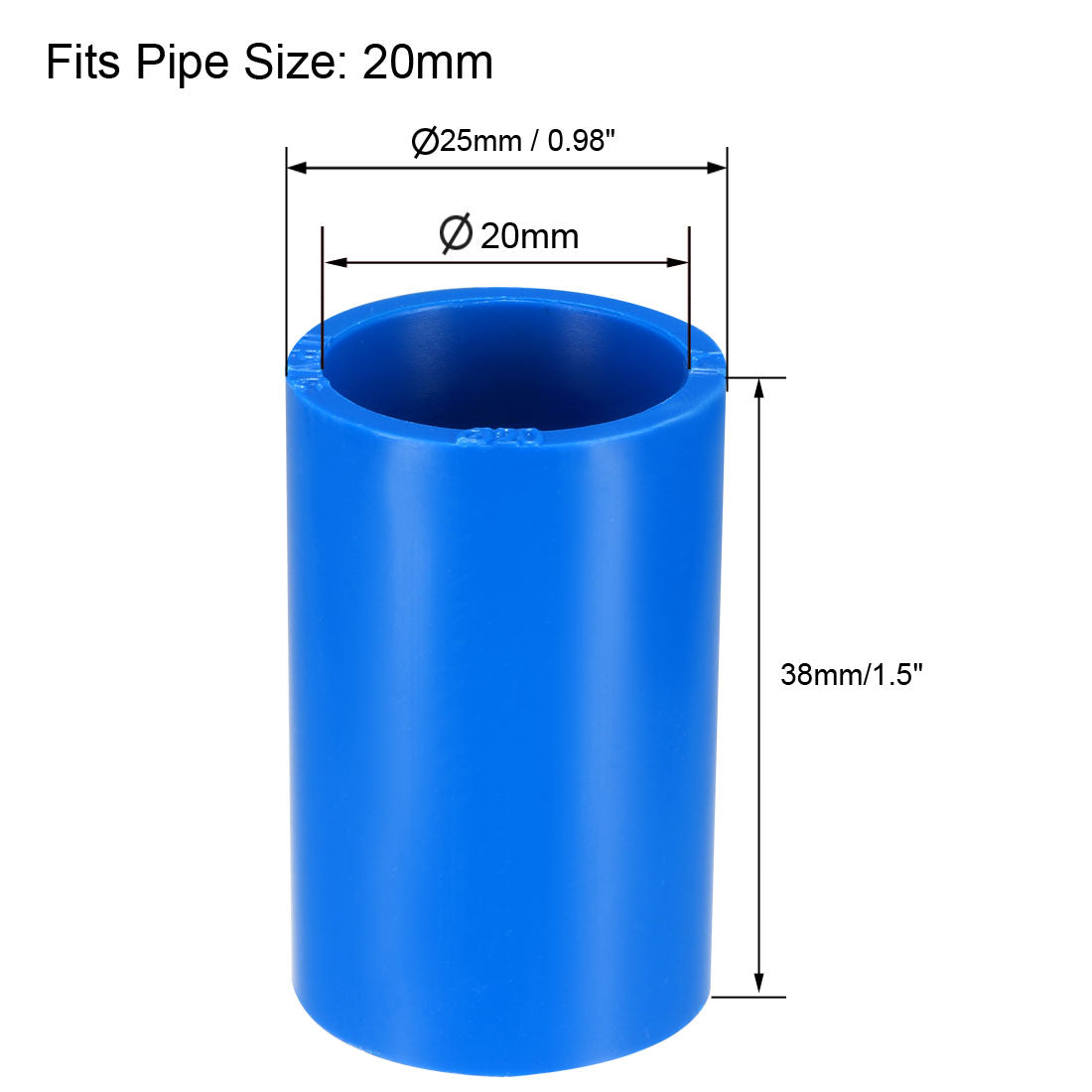 uxcell Uxcell 20mm Straight Metric PVC Pipe Fitting Coupling Adapter Connector Blue 5 Pcs