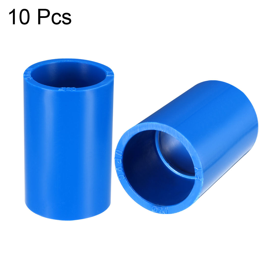 uxcell Uxcell 20mm Straight Metric PVC Pipe Fitting Coupling Adapter Connector Blue 10Pcs