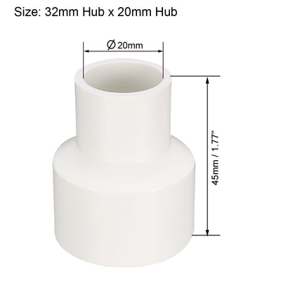 Harfington Uxcell 32mm x 20mm Metric PVC Reducing Coupling Hub by Hub Pipe Fitting Adapter Connector