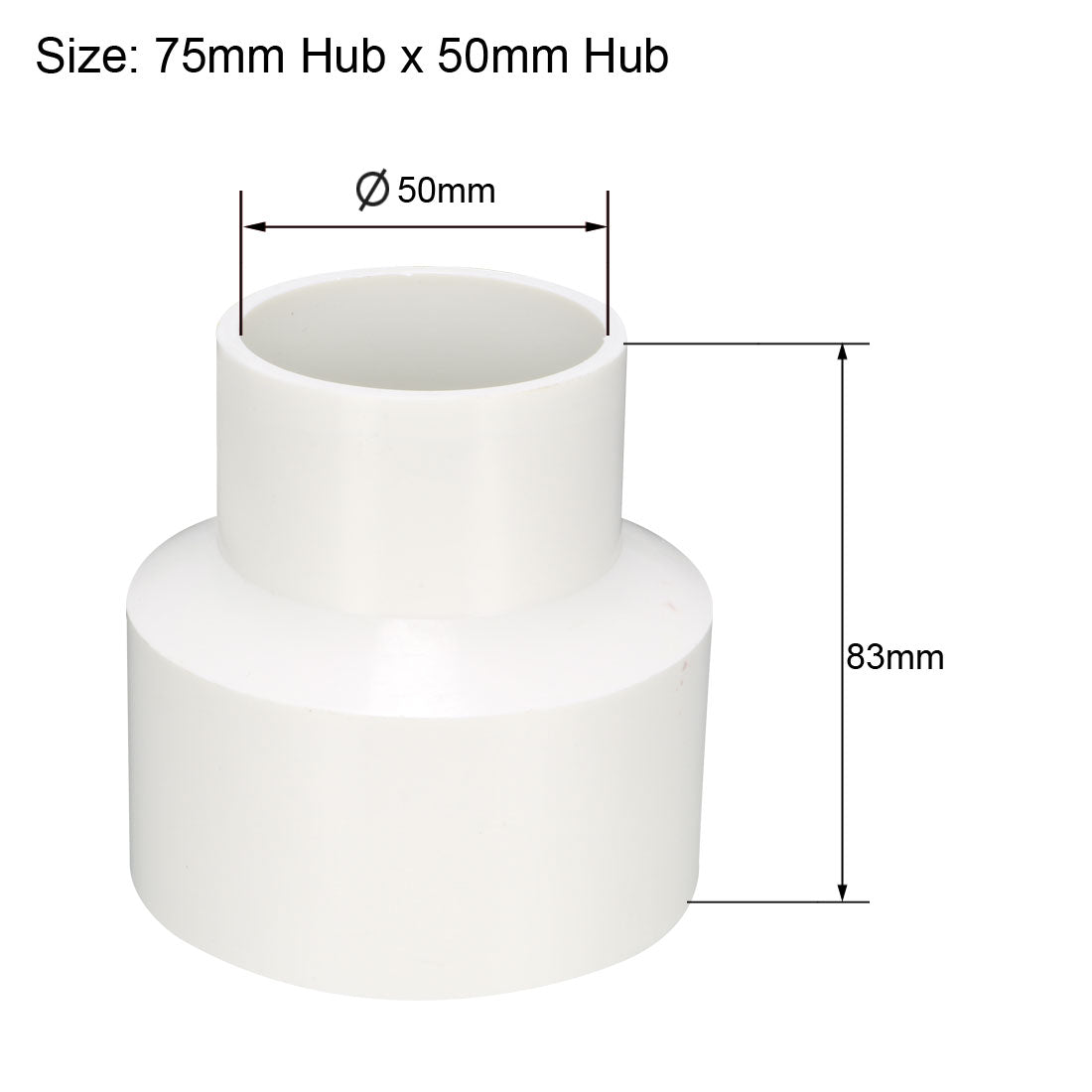 uxcell Uxcell 75mm x 50mm Metric PVC Reducing Coupling Hub by Hub Pipe Fitting Adapter Connector