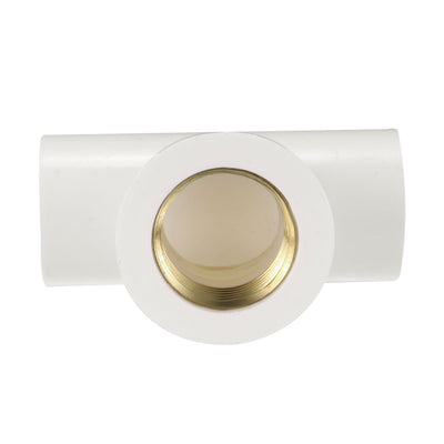 Harfington Uxcell 20mm x 1/2PT Female x 20mm Slip PVC Pipe Fitting Tee T-shaped 2 Pcs