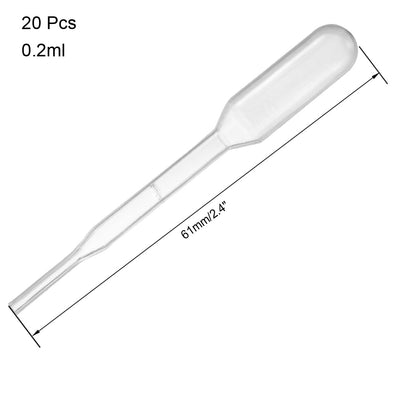 Harfington Uxcell 20 Pcs 0.2ml Disposable Pipettes Test Tubes Liquid Drop Droppers 61mm Long