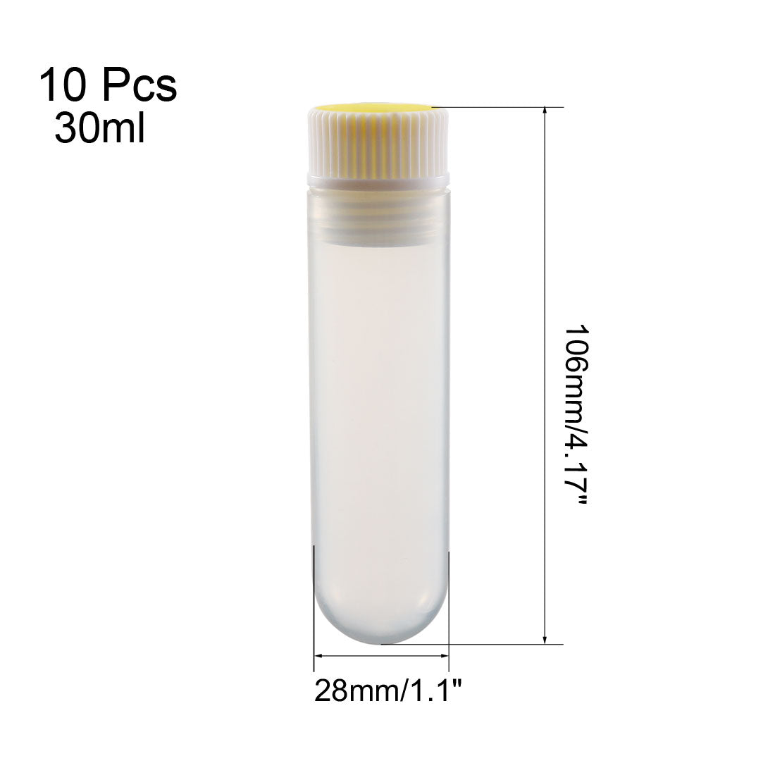 uxcell Uxcell 10 Pcs 30ml Plastic Centrifuge Tubes with Yellow Screw Cap, Round Bottom