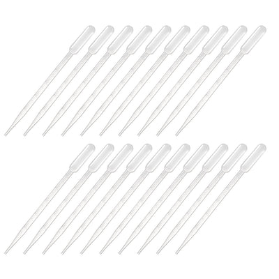 Harfington Uxcell 100 Pcs 5ml Disposable Pasteur Pipettes Test Tubes Liquid Drop Droppers Graduated 205mm Long