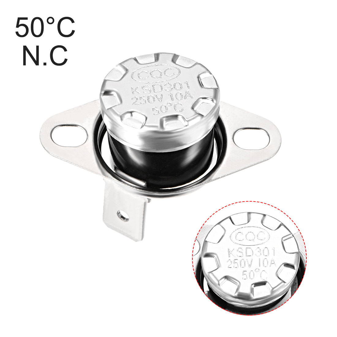 uxcell Uxcell Temperature Control Switch , Thermostat , KSD301 50°C , 10A , Normally Closed N.C 5pcs,Bakelite Material