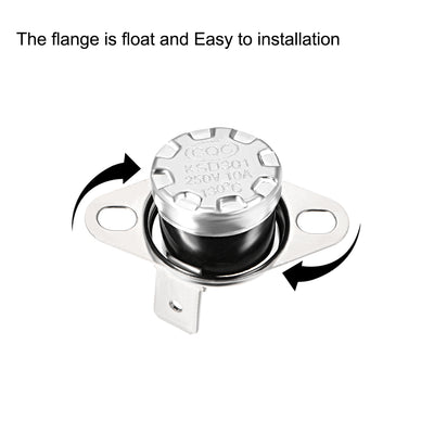 Harfington Uxcell Temperature Control Switch , Thermostat , KSD301 130°C , 10A , Normally Closed N.C Right Angle 2pcs,Bakelite Material