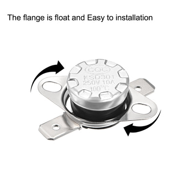 Harfington Uxcell Temperature Control Switch , Thermostat , KSD301 100°C , 10A , Normally Open N.O 6.3mm Pin 2pcs,Bakelite Material