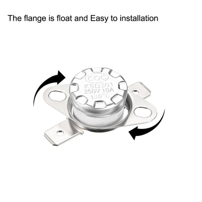 Harfington Uxcell Temperature Control Switch , Thermostat , KSD301 190°C , 10A , Normally Closed N.C 6.3mm Pin 2pcs,Ceramic Material