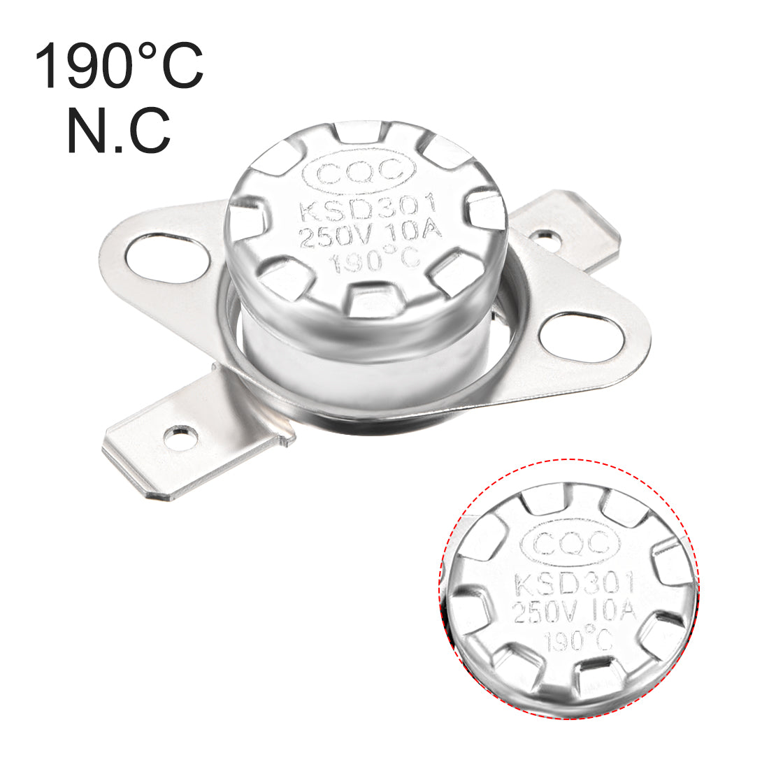 uxcell Uxcell Temperature Control Switch , Thermostat , KSD301 190°C , 10A , Normally Closed N.C 6.3mm Pin 2pcs,Ceramic Material