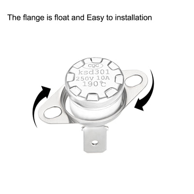 Harfington Uxcell Temperature Control Switch , Thermostat , KSD301 190°C , 10A , Normally Closed N.C 5pcs,Ceramic Material