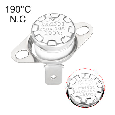 Harfington Uxcell Temperature Control Switch , Thermostat , KSD301 190°C , 10A , Normally Closed N.C 5pcs,Ceramic Material