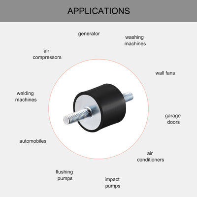 Harfington Uxcell 25 x 20mm Rubber Mounts,Vibration Isolators,with M6 x 18mm Studs,3pcs