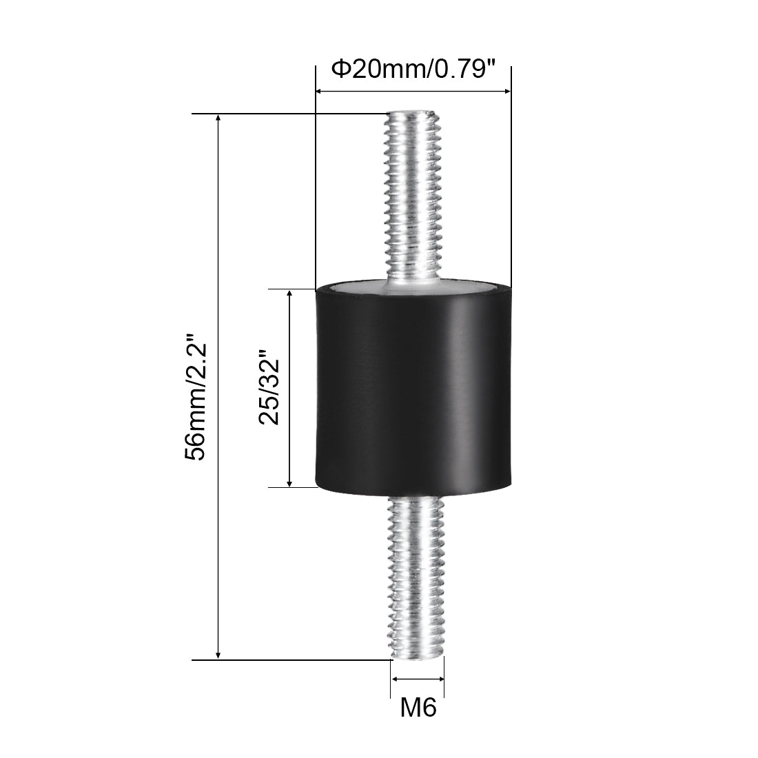 uxcell Uxcell 20 x 20mm Rubber Mounts Vibration Isolators w M6 x 18mm Studs 2pcs