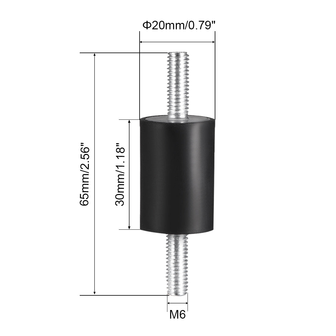 uxcell Uxcell 20 x 30mm Rubber Mounts,Vibration Isolators,with M6 x 18mm Studs 6pcs