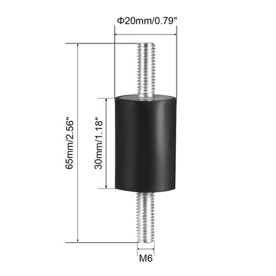 Harfington Uxcell 20 x 30mm Rubber Mounts,Vibration Isolators,with M6 x 18mm Studs 6pcs