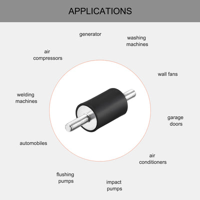 Harfington Uxcell 20 x 30mm Rubber Mounts,Vibration Isolators,with M6 x 18mm Studs 6pcs