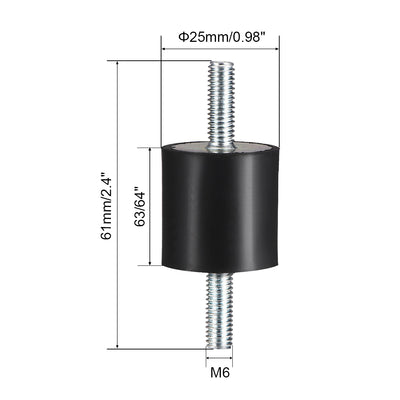 Harfington Uxcell 3 Stk.Gummischau Absorbieren Vibration Isolator M6x18mm Bolzen 63/64''x 63/64'' de