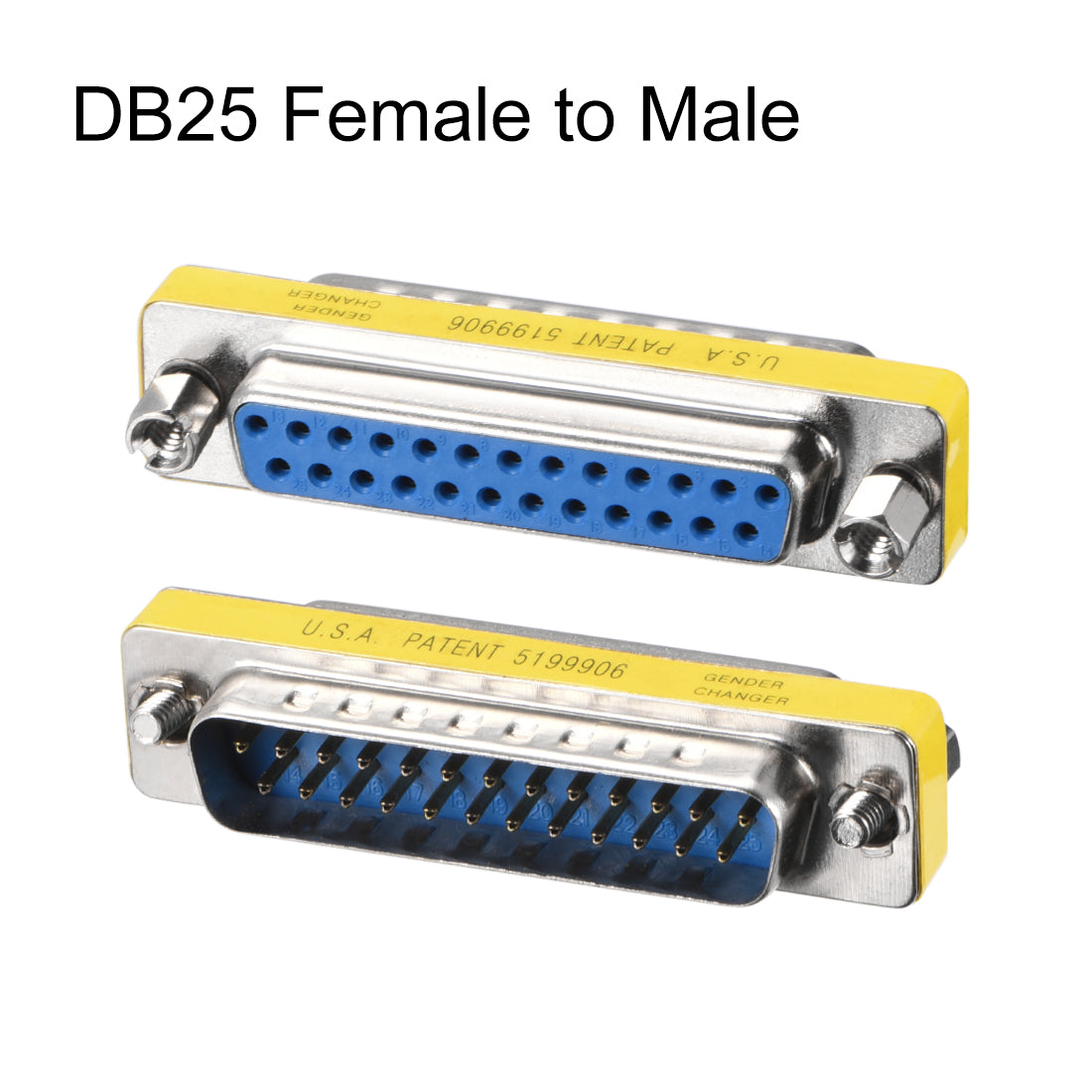 uxcell Uxcell DB25 VGA Gender Changer 25 Pin Female to Male 2-row Mini Gender Changer Coupler Adapter Connector for Serial Applications Blue